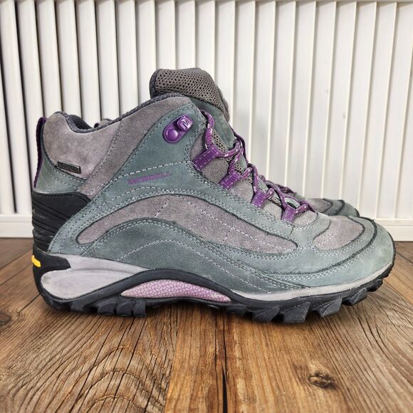 Merrell Siren Mid Waterproof Hiking Boots Womens 10 Granite Purple Vibram J21494 - Picture 1 of 9